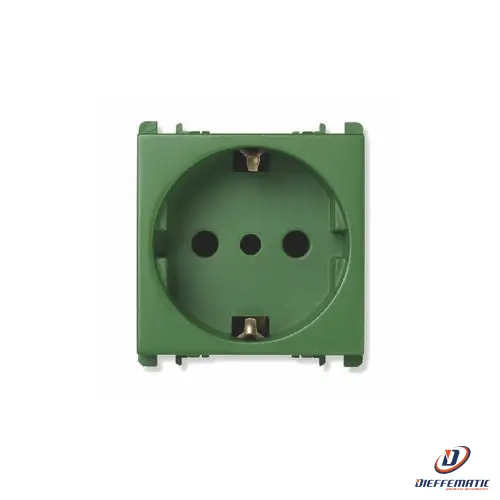 Urmet Presa P30, 2 Moduli, 2P+T 16A-250V, Nea, Verde 10309/2.V Originale Nuovo