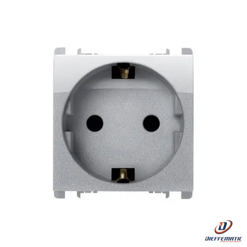 Urmet Presa Tedesca, 2 Moduli, 2P+T 16A-250V, Nea, Alluminio 10320/2Al Originale