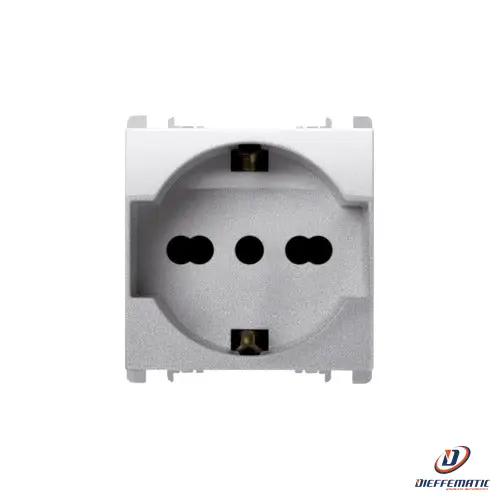 Urmet Presa Universale P40, 2 Moduli, 2P+T 16A-250V, Nea, Alluminio 10310N/2Al