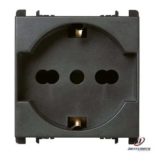 Urmet Presa Universale P40, 2 Moduli, 2P+T 16A-250V, Nea, Antracite 10310N/2