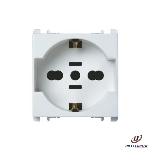 Urmet Presa Universale + Usa, 2 Moduli, 2P+T 16A-250V, Nea, Bianco 10315/2.B
