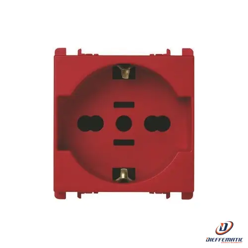 Urmet Presa Universale + Usa, 2 Moduli, 2P+T 16A-250V, Nea, Rosso 10315/2.R