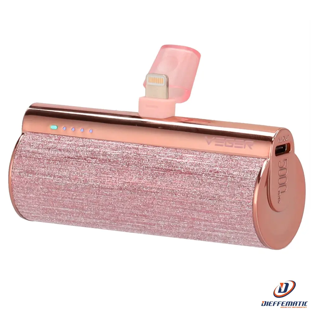 Veger VG-W0573P-R Mini Power bank con LED di ricarica