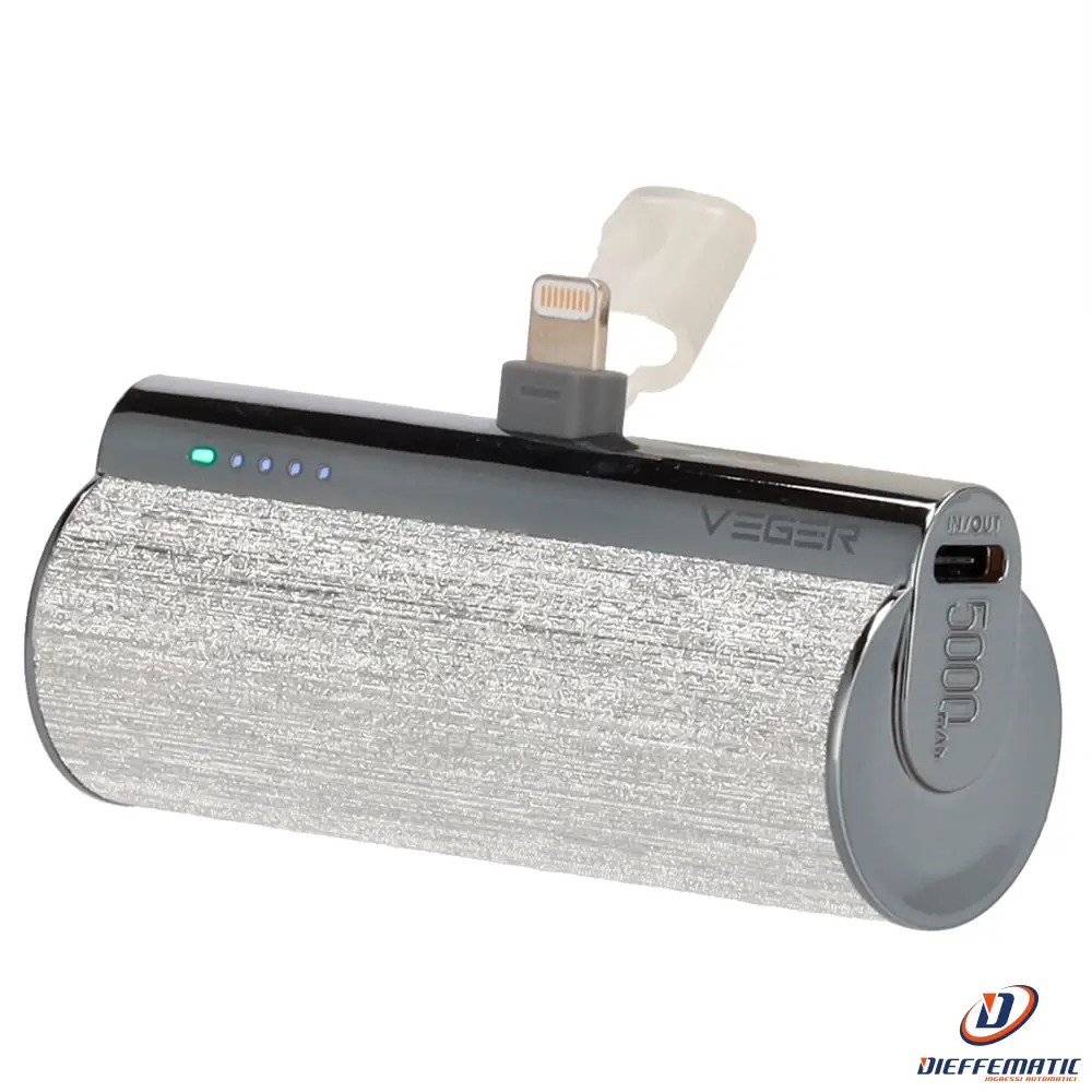 Veger VG-W0573P-S Mini Power bank con LED di ricarica