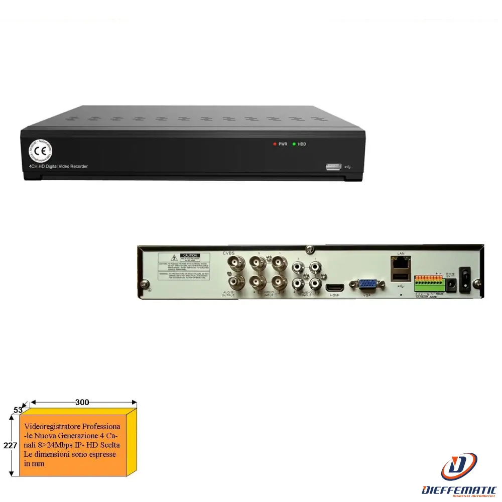 Videoregistratore 4 Canali Hd Sata Optional Fino A 6 Tb Securvera Se-Vrorsdvspb