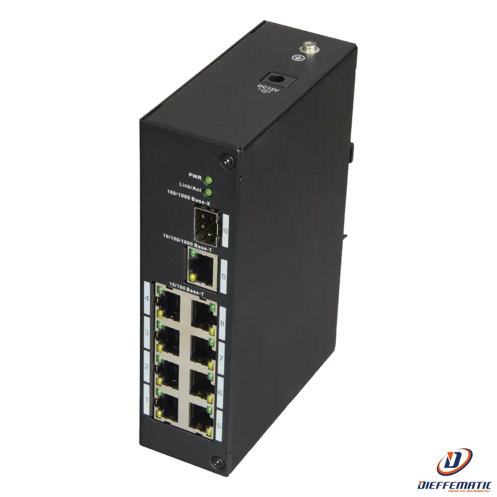 X-security XS-SW09-C-DIN Switch Industriale 8 porte RJ45 + 1 Uplink GIGA + 1 SFP