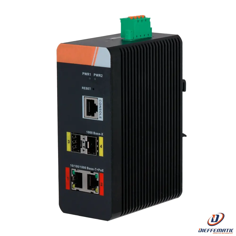 X-security XS-SWI0402HIPOE-MGF-120-DIN Switch PoE su Guida DIN