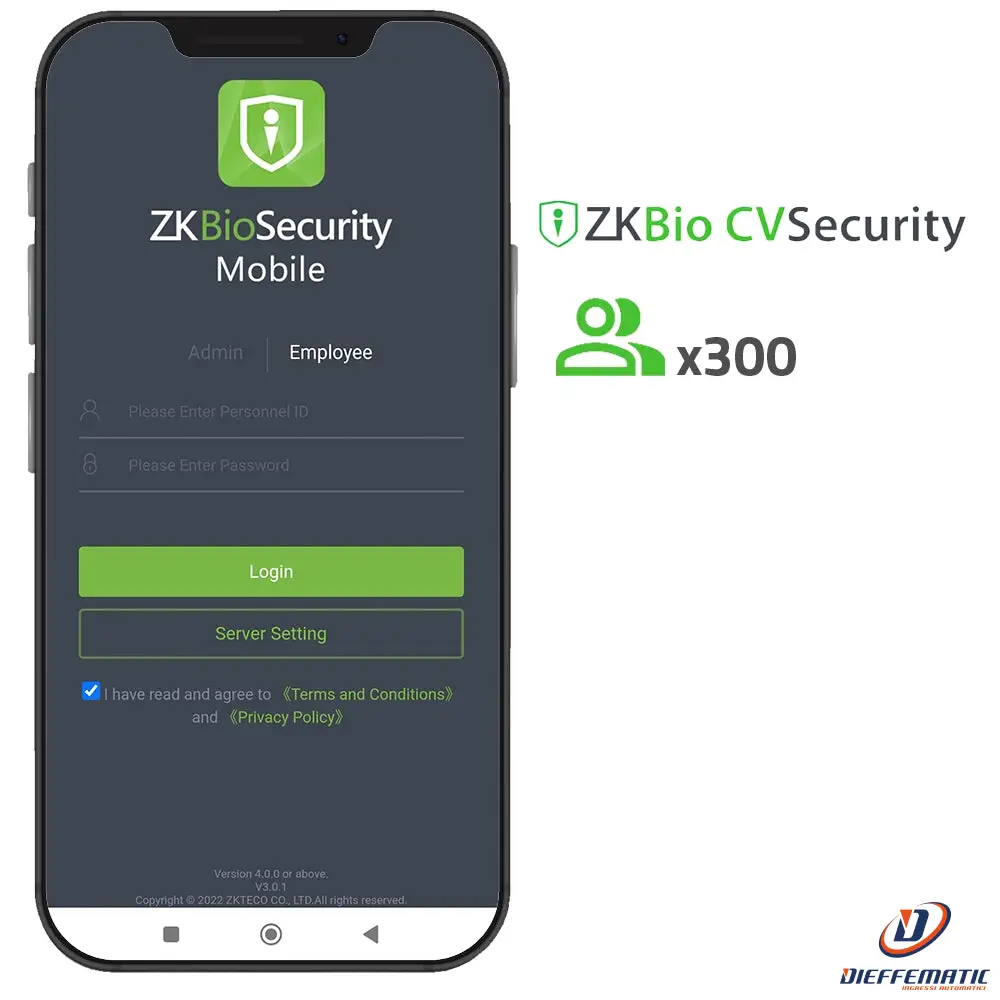 Zkteco Zk-Sof-Biocv-Mbapp-300Emp Licenza App Di Zkbio Cvsecurity